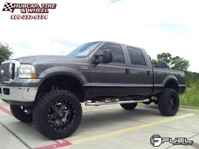 vehicle gallery/ford f 250 fuel driller d257 0X0  Black & Machined with Dark Tint wheels and rims